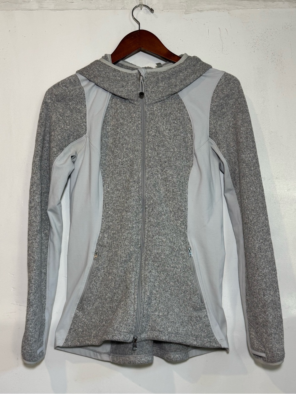 Athleta Two-Tone Gray Full-Zip Stronger Hoodie